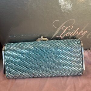 Judith Leiber Sparkling Silver Blue Clutch